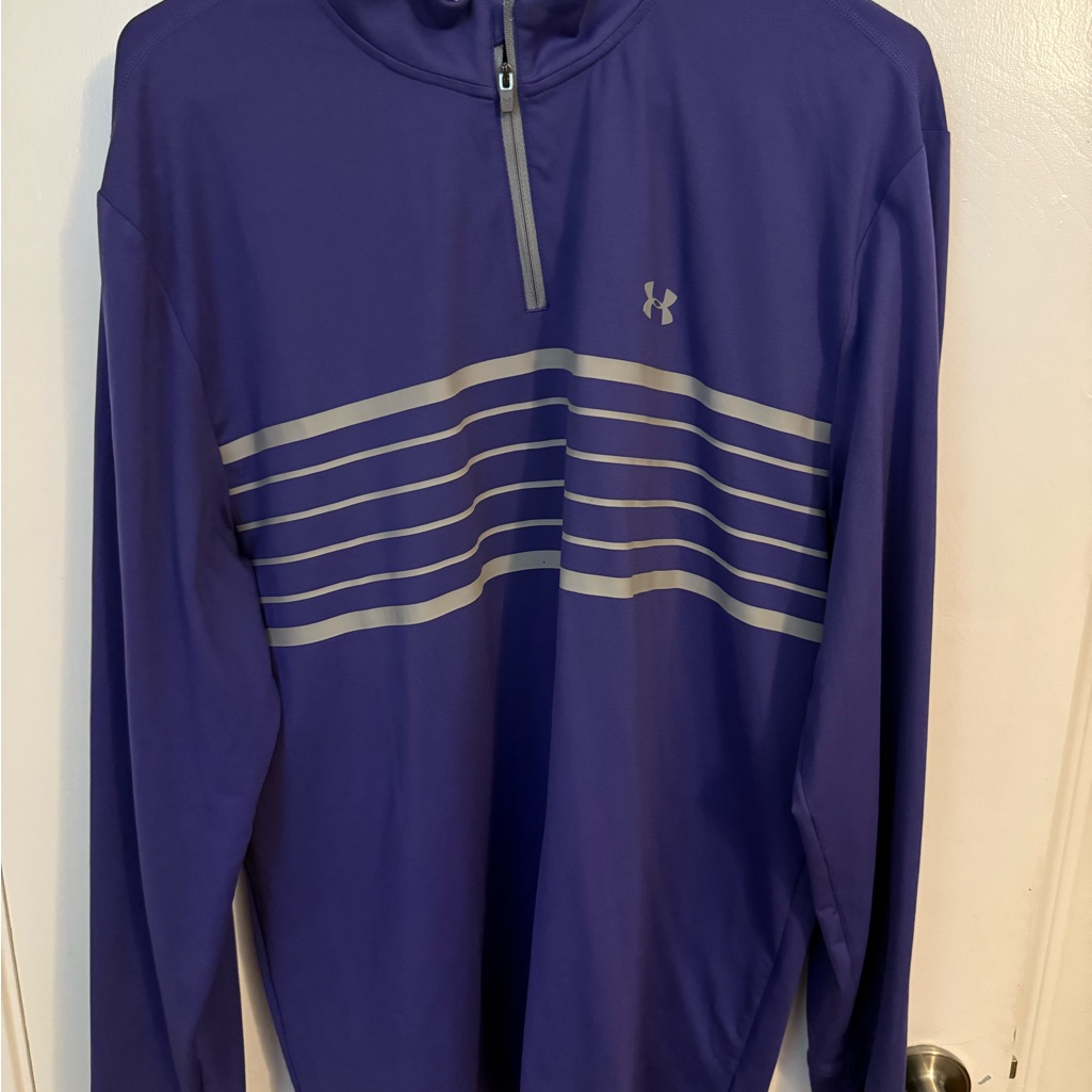 Under Armour Quarter-Zip Pullover | Size Lg | Grey Stripes
